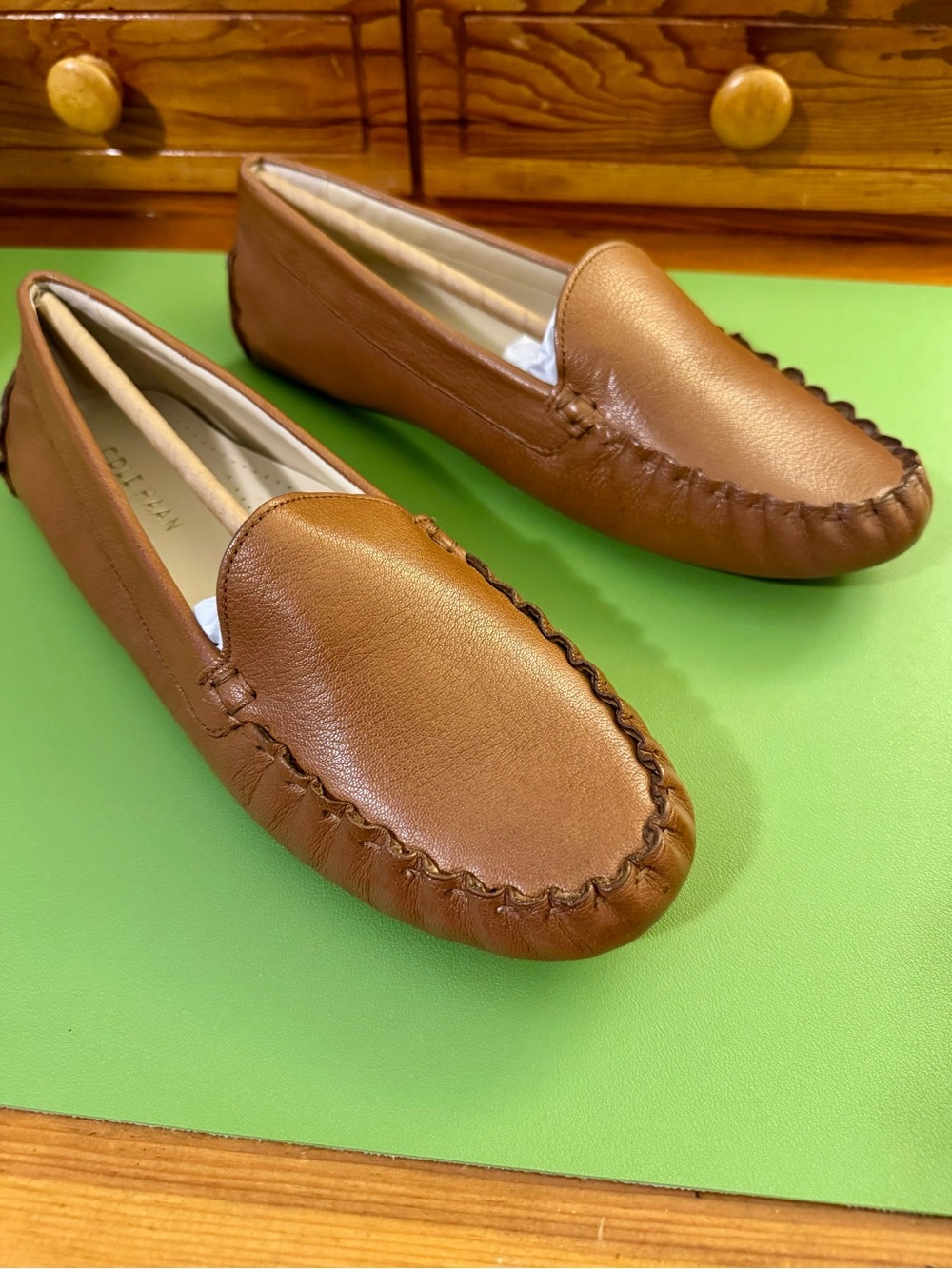 Cole Haan Pecan Leather Evelyn Driver Loafers, NIB, Size 9